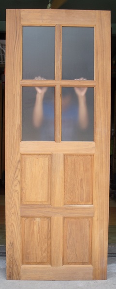 ประตู ไม้สักAB ขนาด80x20ซม.กระจกฝ้า4ช่องล่างทึบ ใช้ได้ทุกบริเวณของบ้าน ลูกฟักใช้ไม่มีรอยต่อ